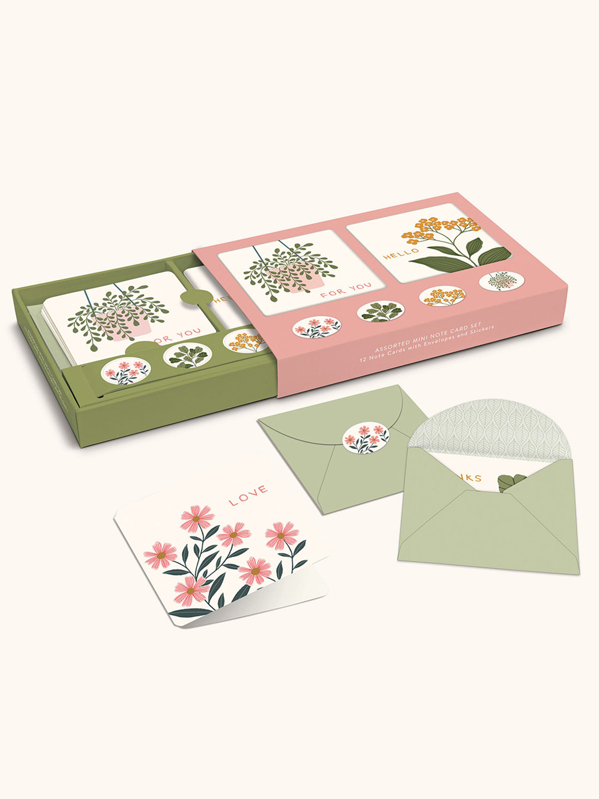 Floral Notes Mini Note Card Set with Stickers