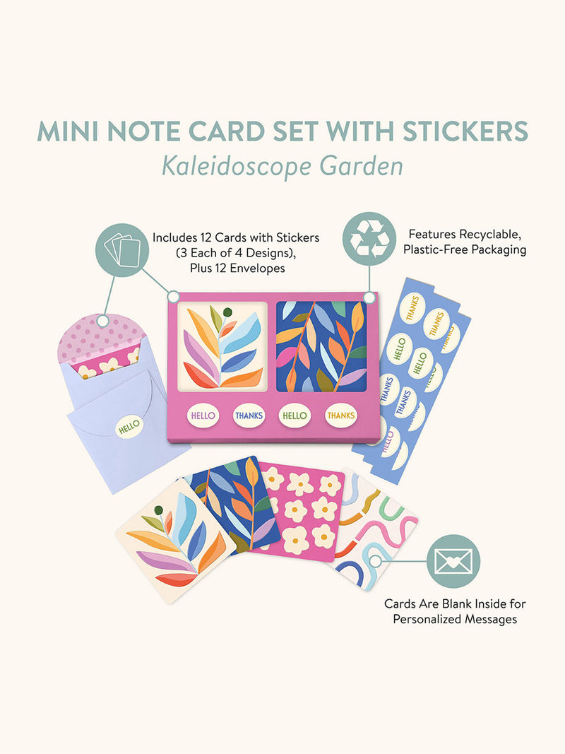 Kaleidoscope Garden Mini Note Card Set with Stickers
