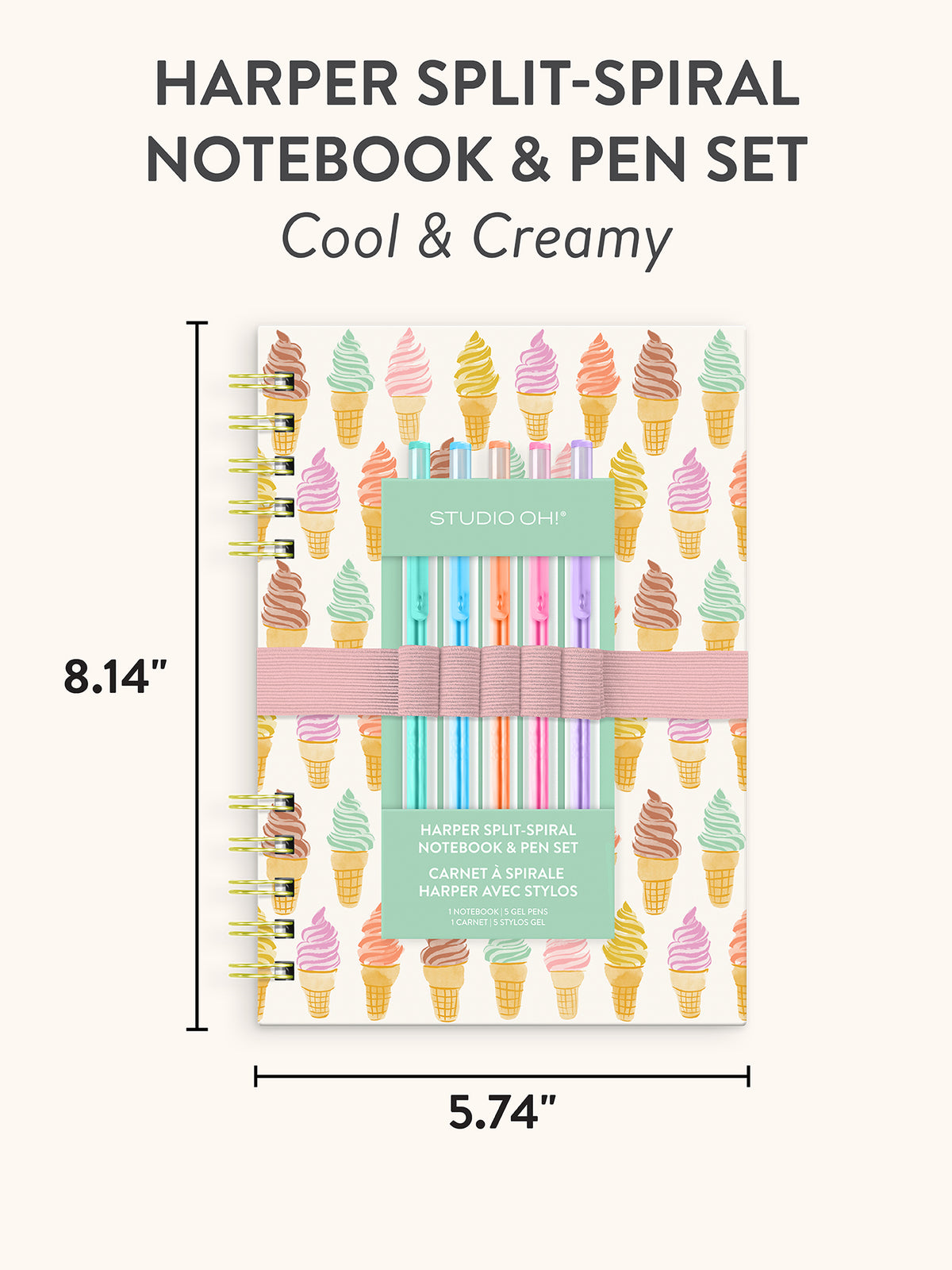 Cool Notebook Set Cool & Creamy Harper Split-Spiral Notebook & Pen Set – Studio Oh!