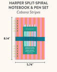Cabana Stripes Harper Split-Spiral Notebook & Pen Set