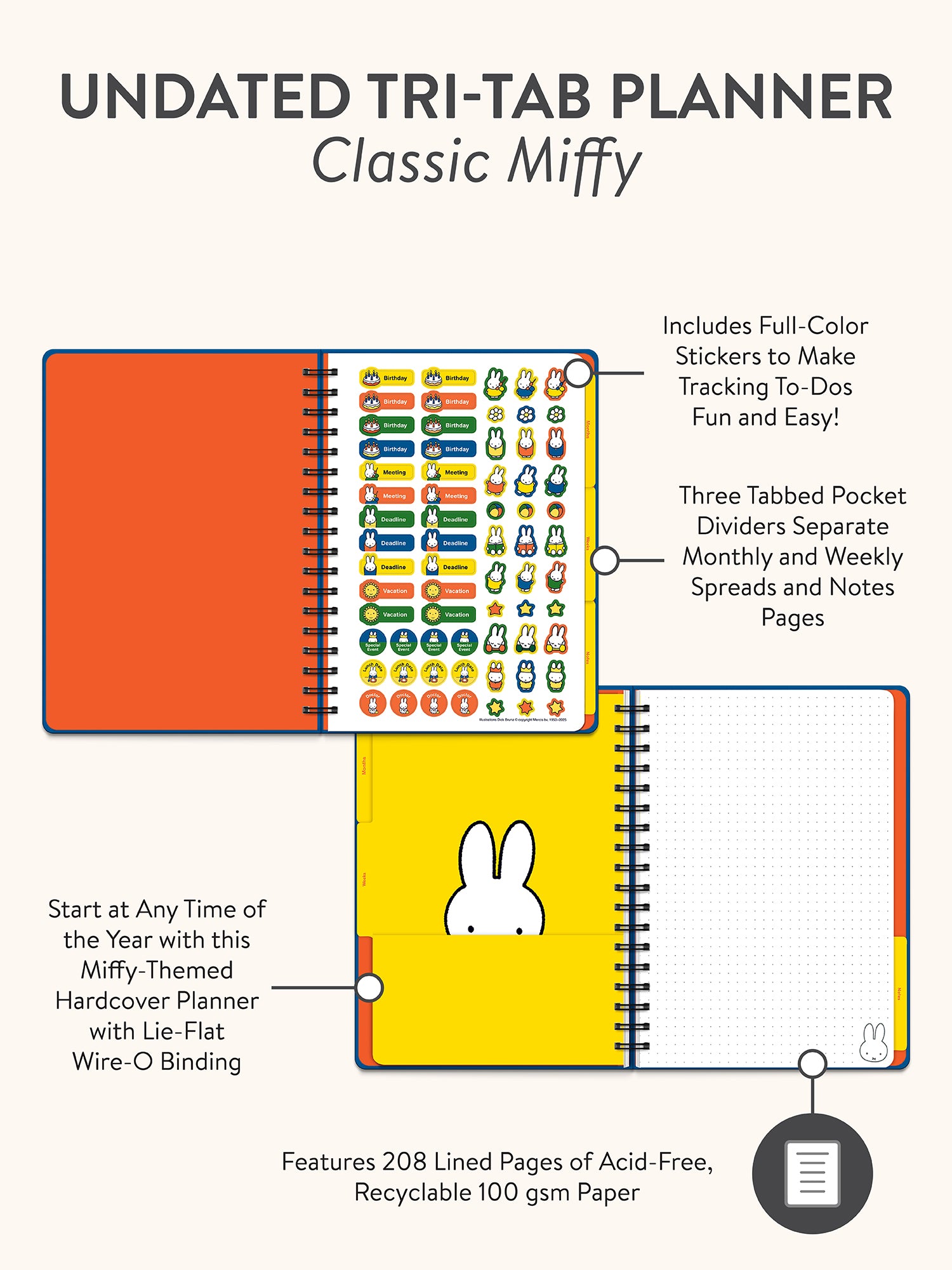 Classic Miffy Undated Tri-Tab Planner