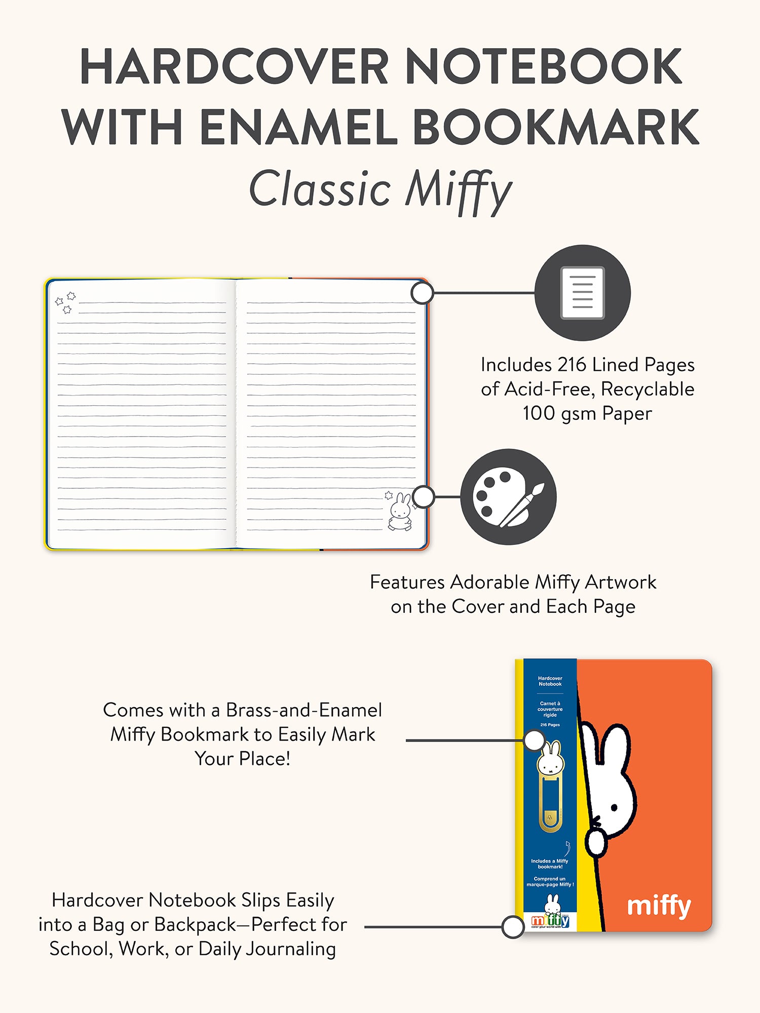 Classic Miffy Hardcover Notebook with Enamel Bookmark – Studio Oh!