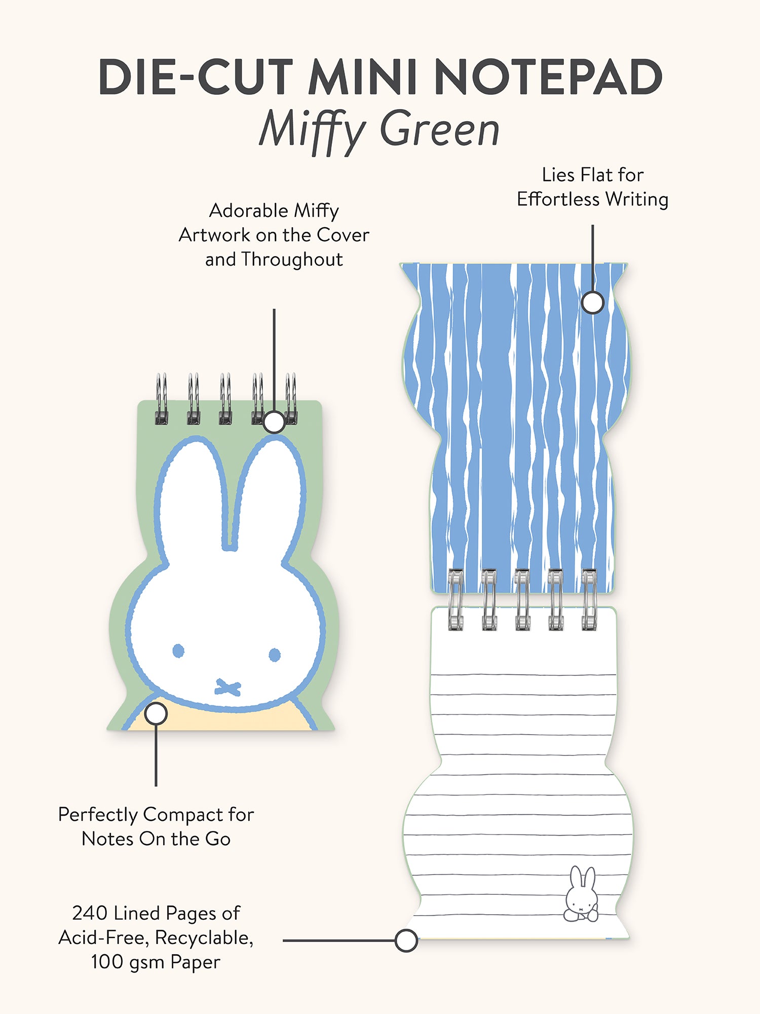 Miffy Green Die-Cut Mini Notepad – Studio Oh!