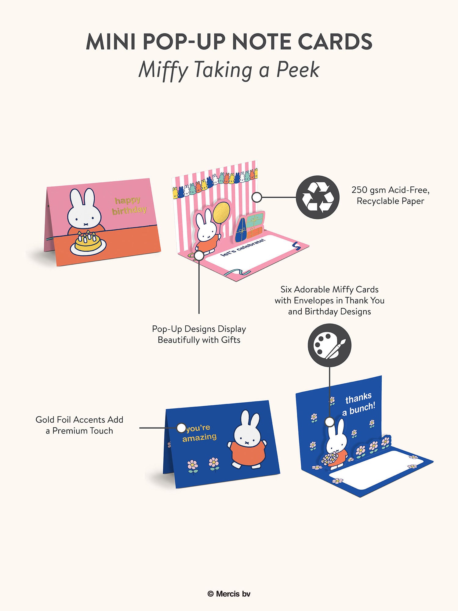 Miffy Dreamy Petals Mini Pop-Up Note Cards