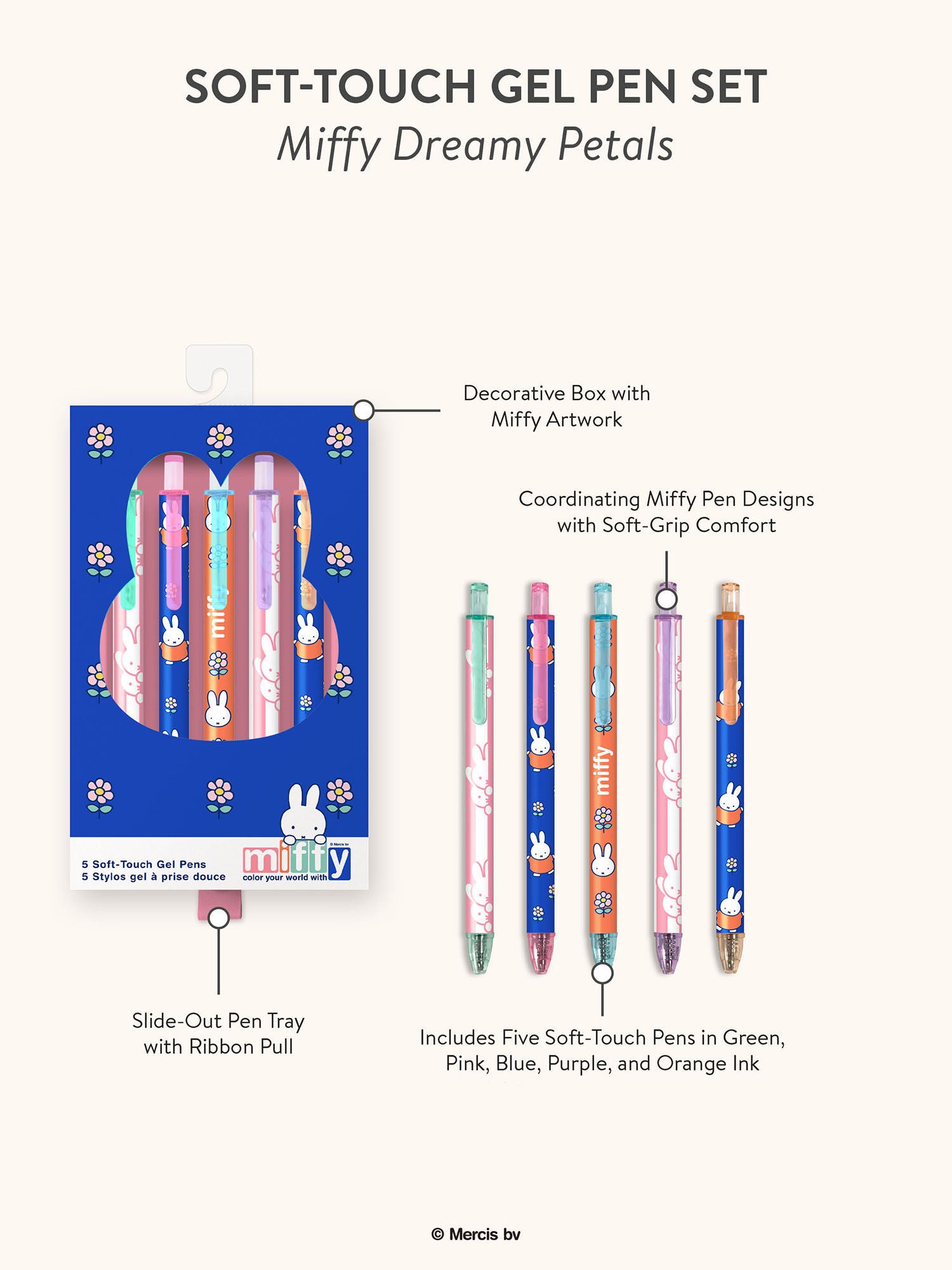 JuJuBe x Studio Oh Miffy Flower Fields Back-to-School Bundle - Zealous Backpack + Hardcover Notebook + Gel Pen Set + Pencil Pouch