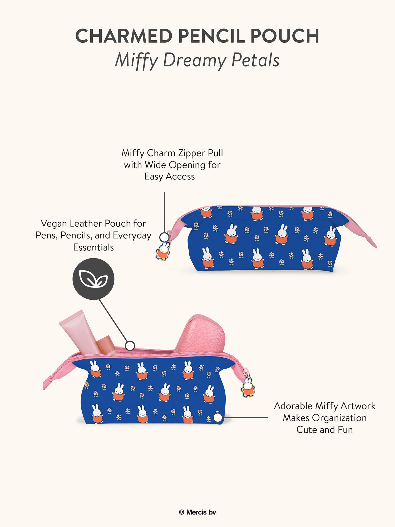 JuJuBe x Studio Oh Miffy Flower Fields Back-to-School Bundle - Zealous Backpack + Hardcover Notebook + Gel Pen Set + Pencil Pouch