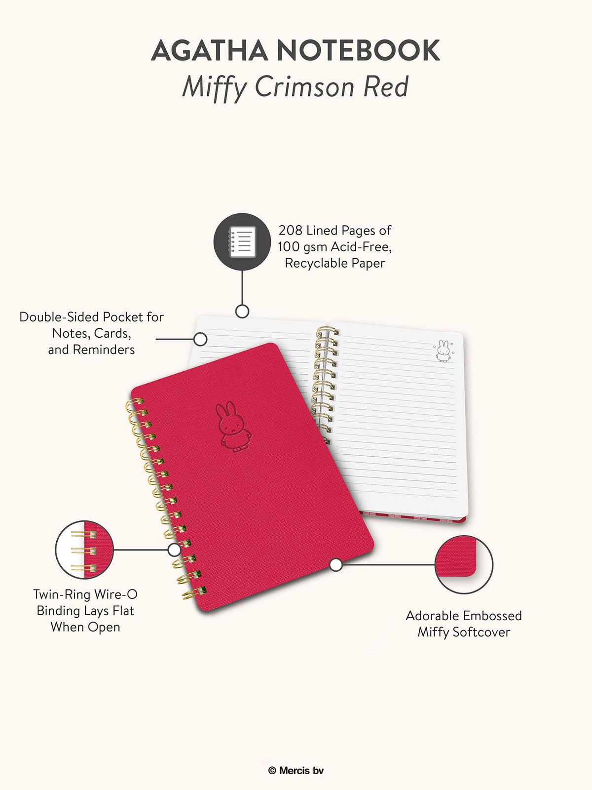 Miffy Crimson Red Agatha Notebook