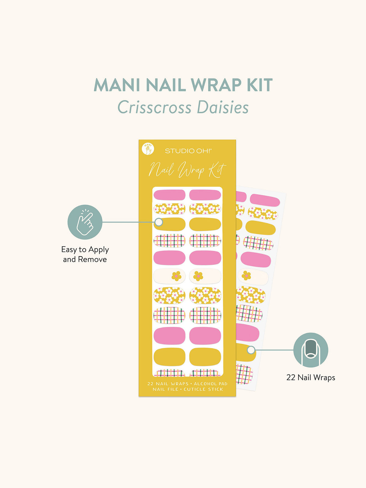 Crisscross Daisies Mani Nail Wrap Kit