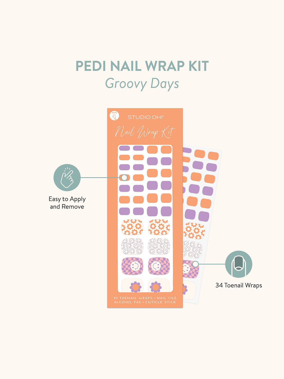 Groovy Days Pedi Nail Wrap Kit
