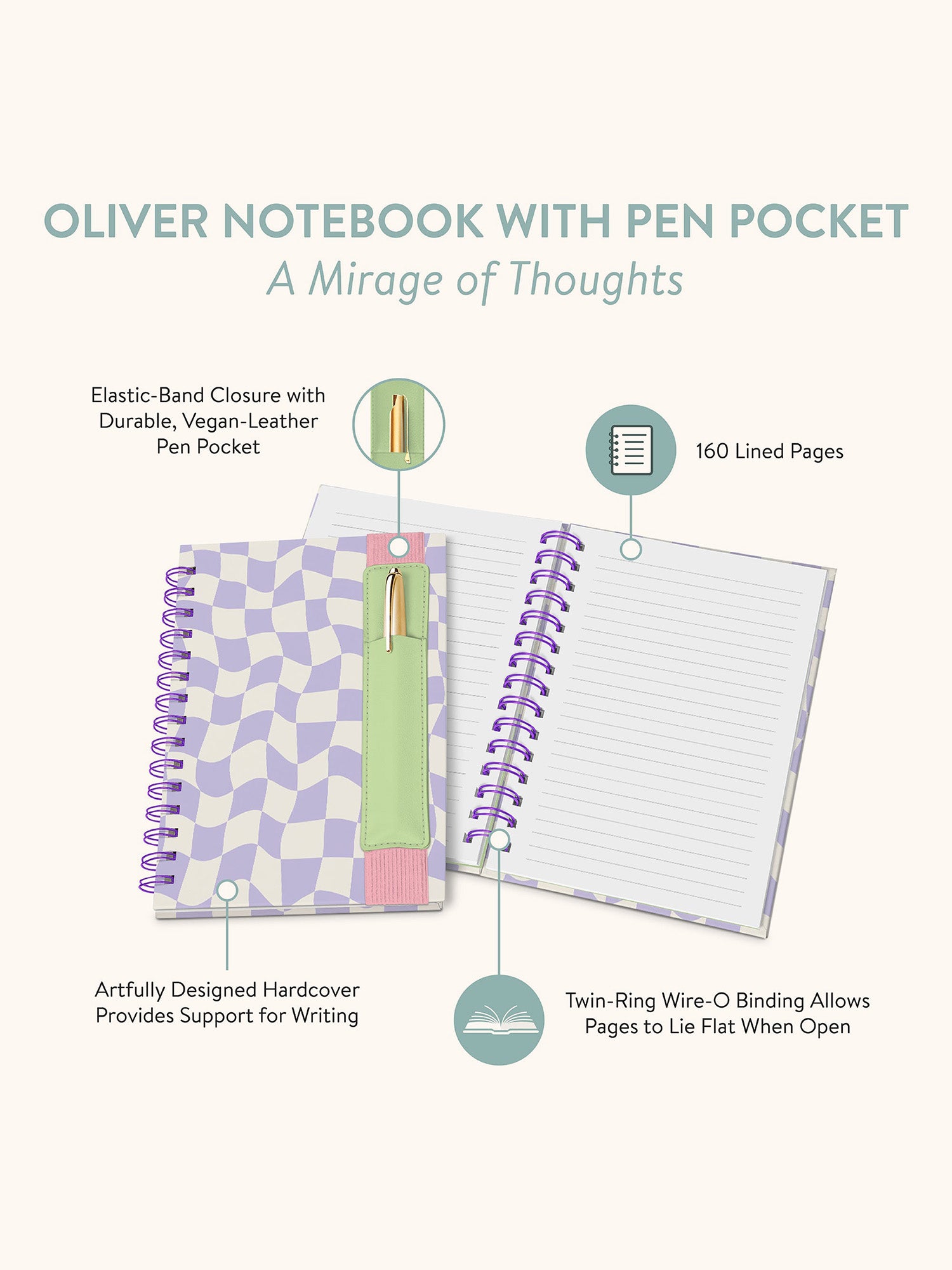 A Mirage of Thoughts Oliver Notebook with Pen Pocket – Studio Oh!