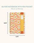 Waves of Melody Oliver Notebook with Pen Pocket