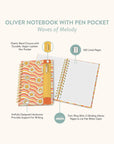 Waves of Melody Oliver Notebook with Pen Pocket