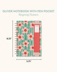 Reigning Flowers Oliver Notebook with Pen Pocket