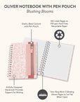 Blushing Blooms Oliver Notebook with Pen Pocket