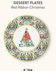 Red Ribbon Christmas Paper Dessert Plate