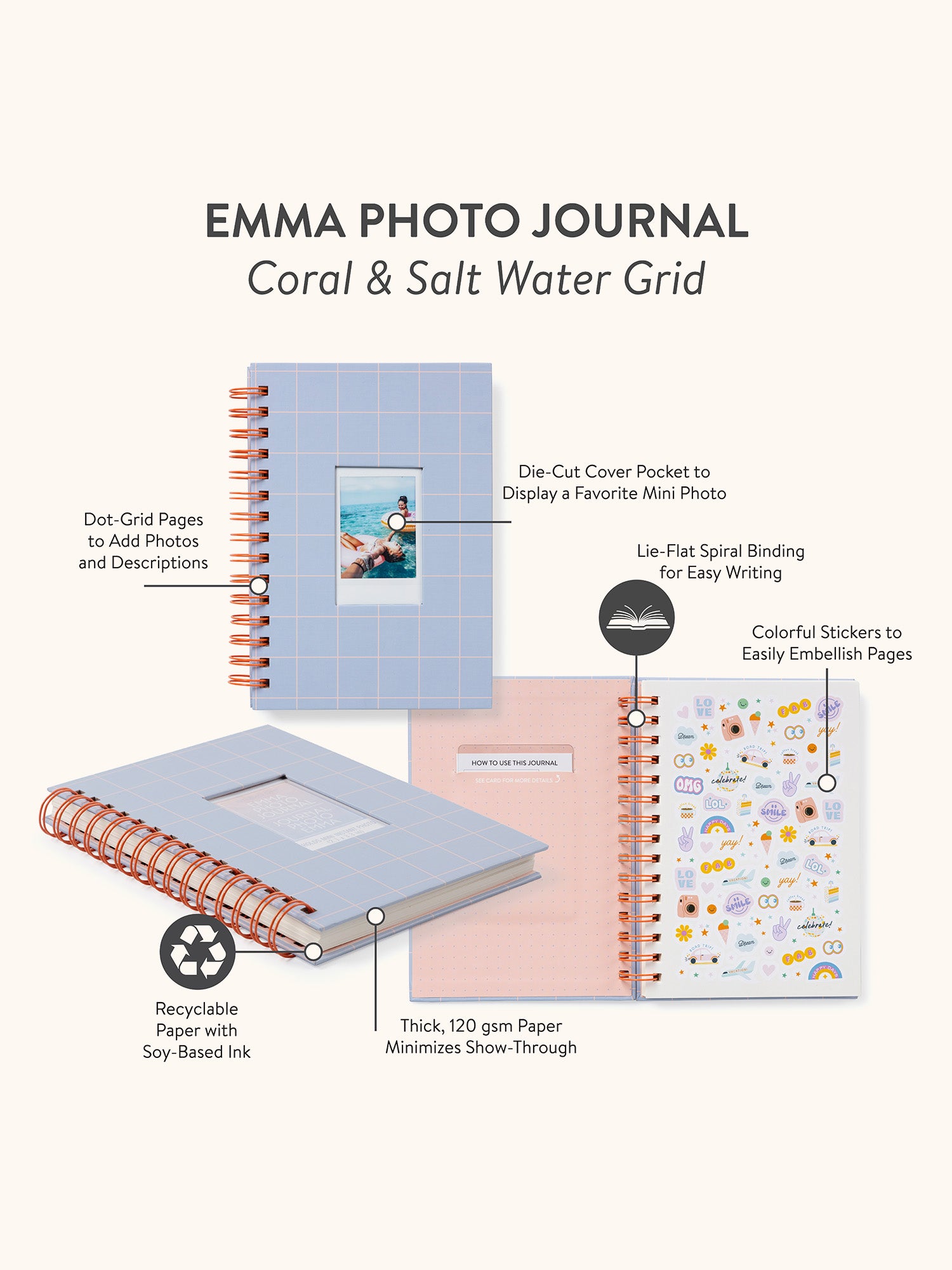 Coral &amp; Salt Water Grid Emma Photo Journal