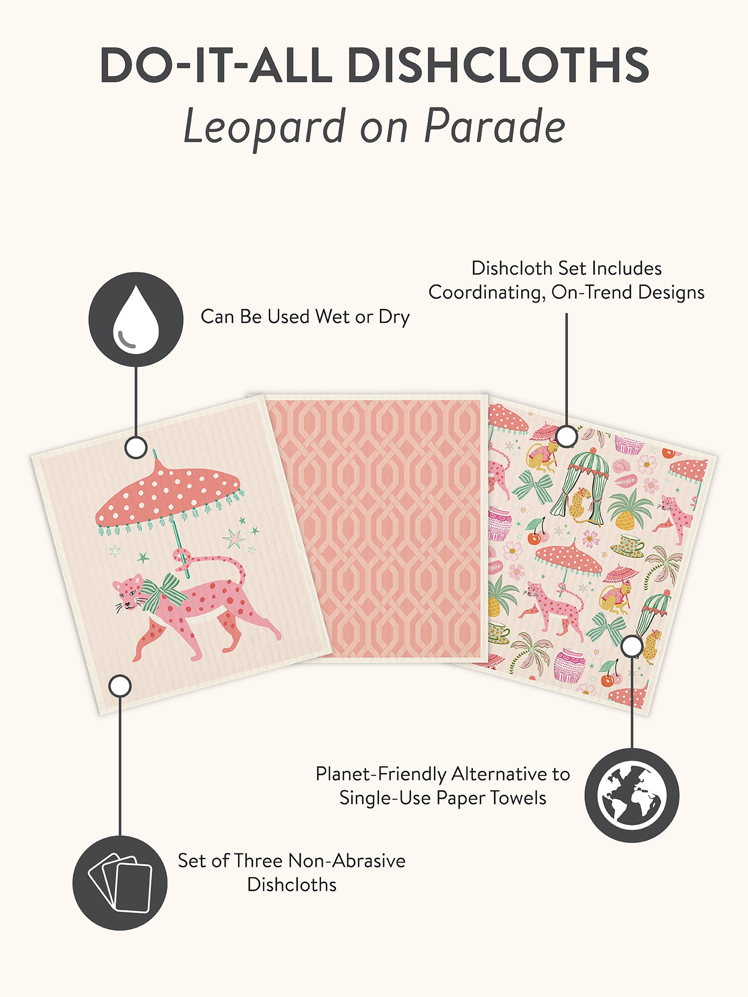 Leopard on Parade Do-It-All Dishcloths - Thumbnail 4