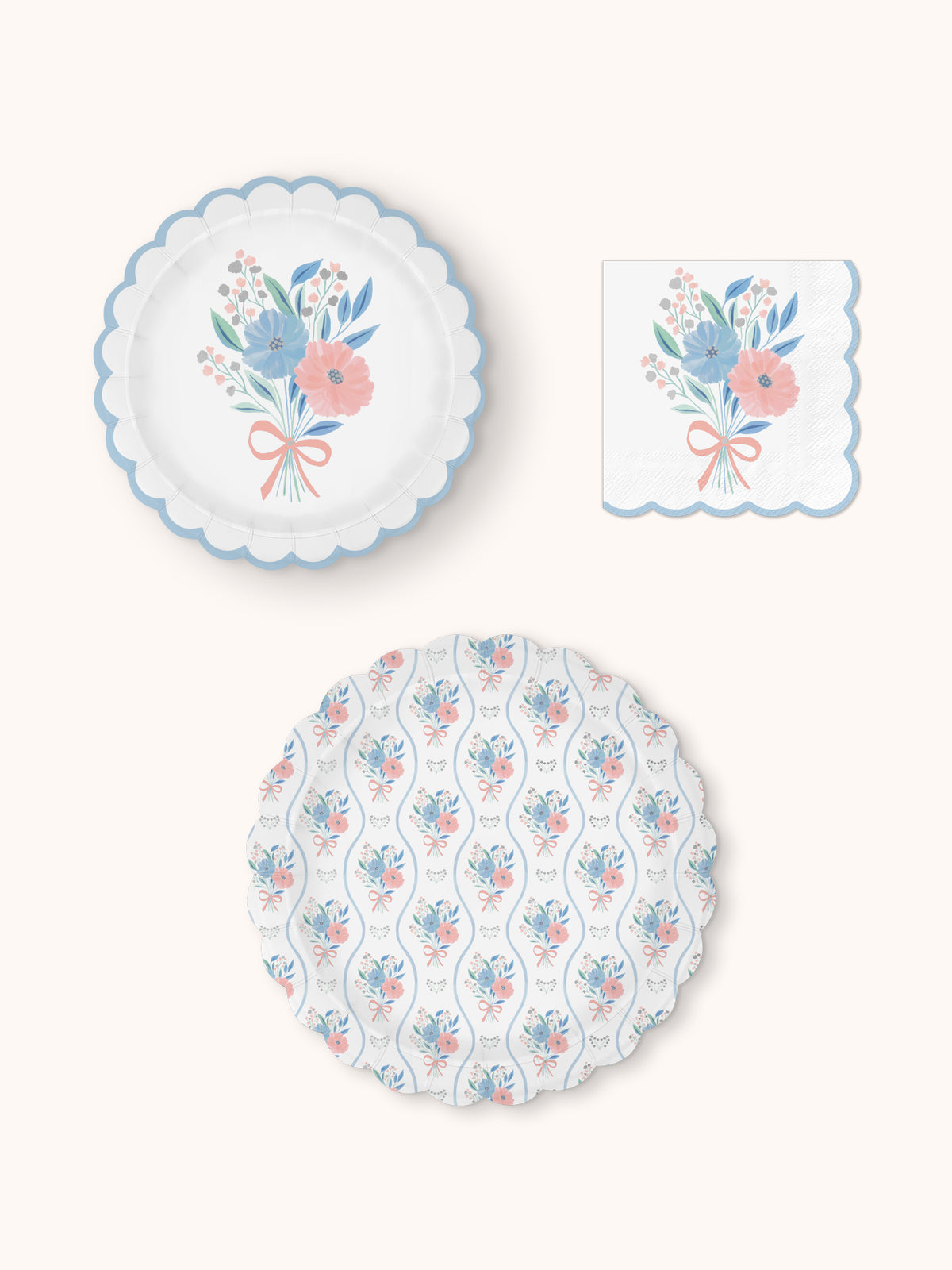 Rococo Ribbon Plate Romantic Rococo Paper Plate & Napkin Bundle – Studio Oh!