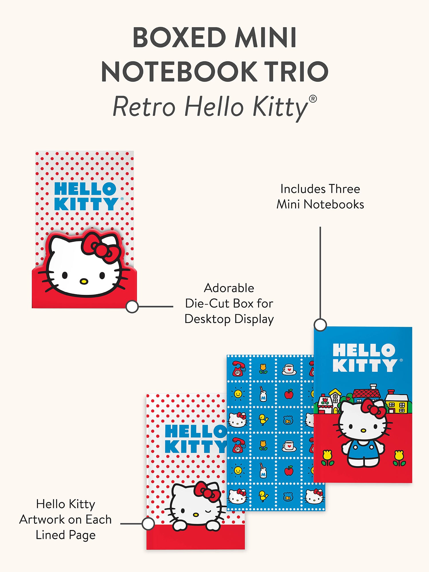 Retro Hello Kitty Boxed Mini Notebook Trio