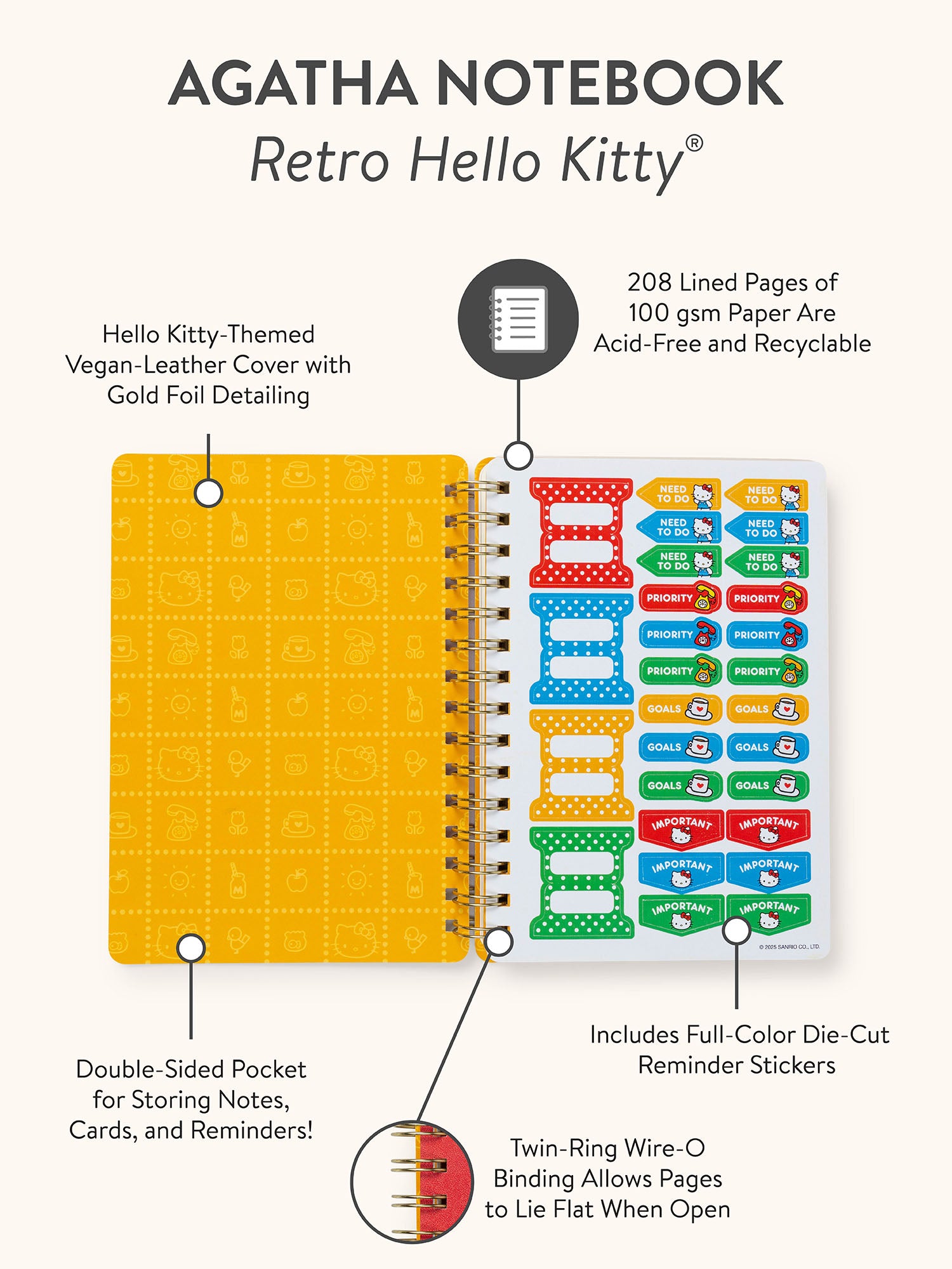 Retro Hello Kitty Agatha Notebook with Sticker Sheet – Studio Oh!