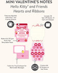 Hello Kitty and Friends Hearts and Ribbons Foldable Note Cards with Stickers