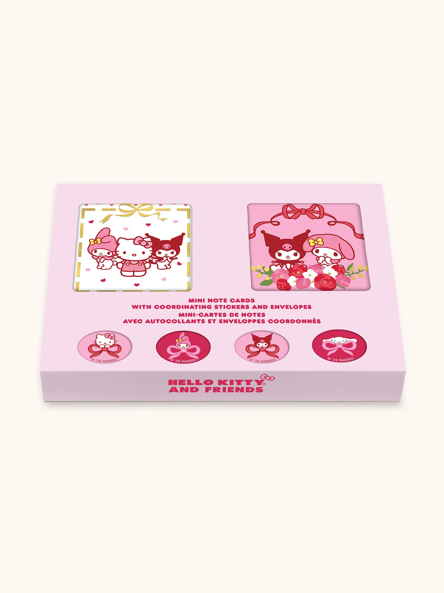 Hello Kitty and Friends Hearts and Ribbons Assorted Mini Note Cards with Stickers