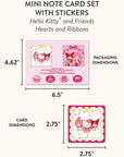 Hello Kitty and Friends Hearts and Ribbons Assorted Mini Note Cards with Stickers