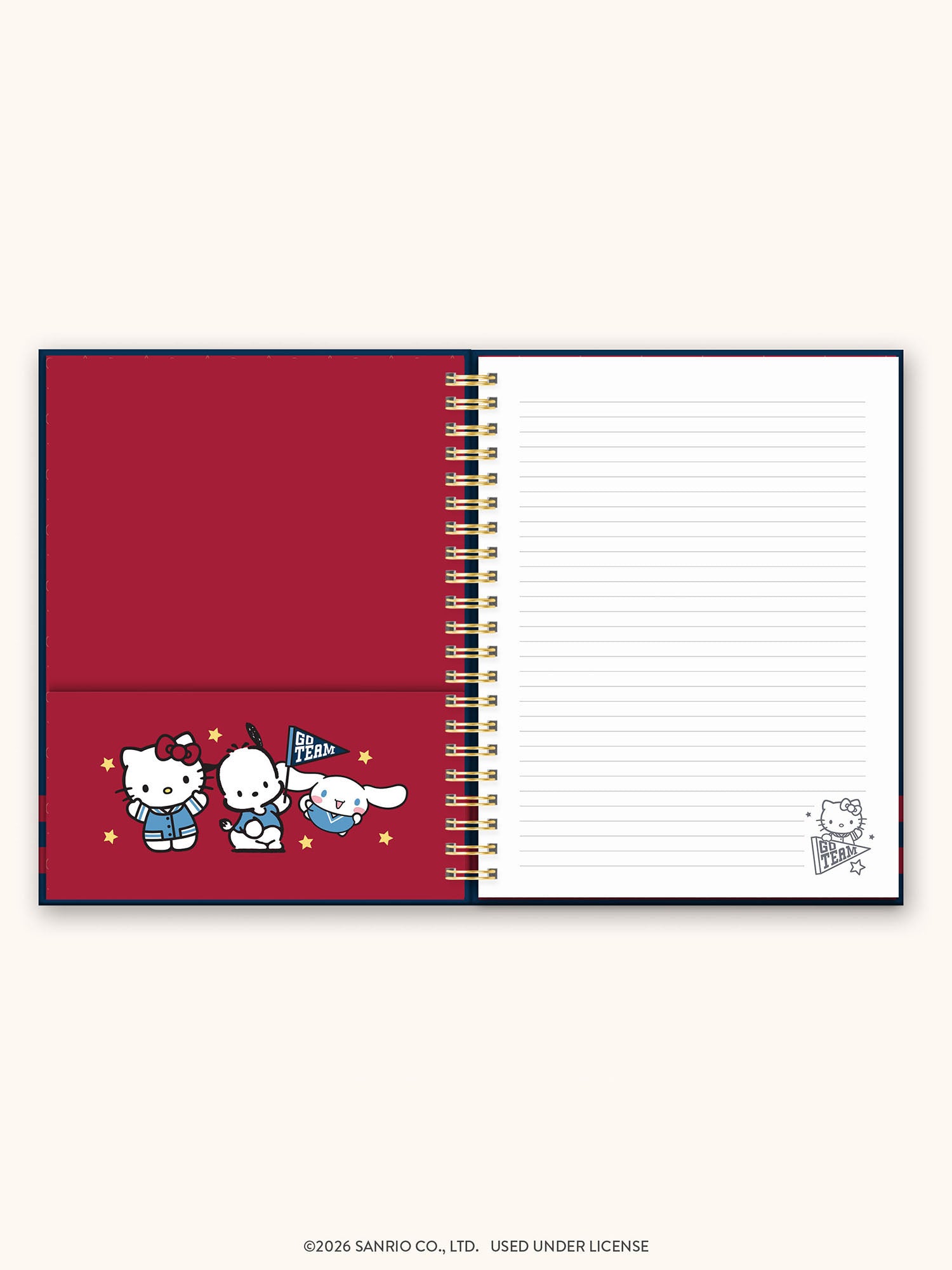 Hello Kitty and Friends Varsity Extra-Large Spiral Notebook with Pocket &amp; Sticker Sheet