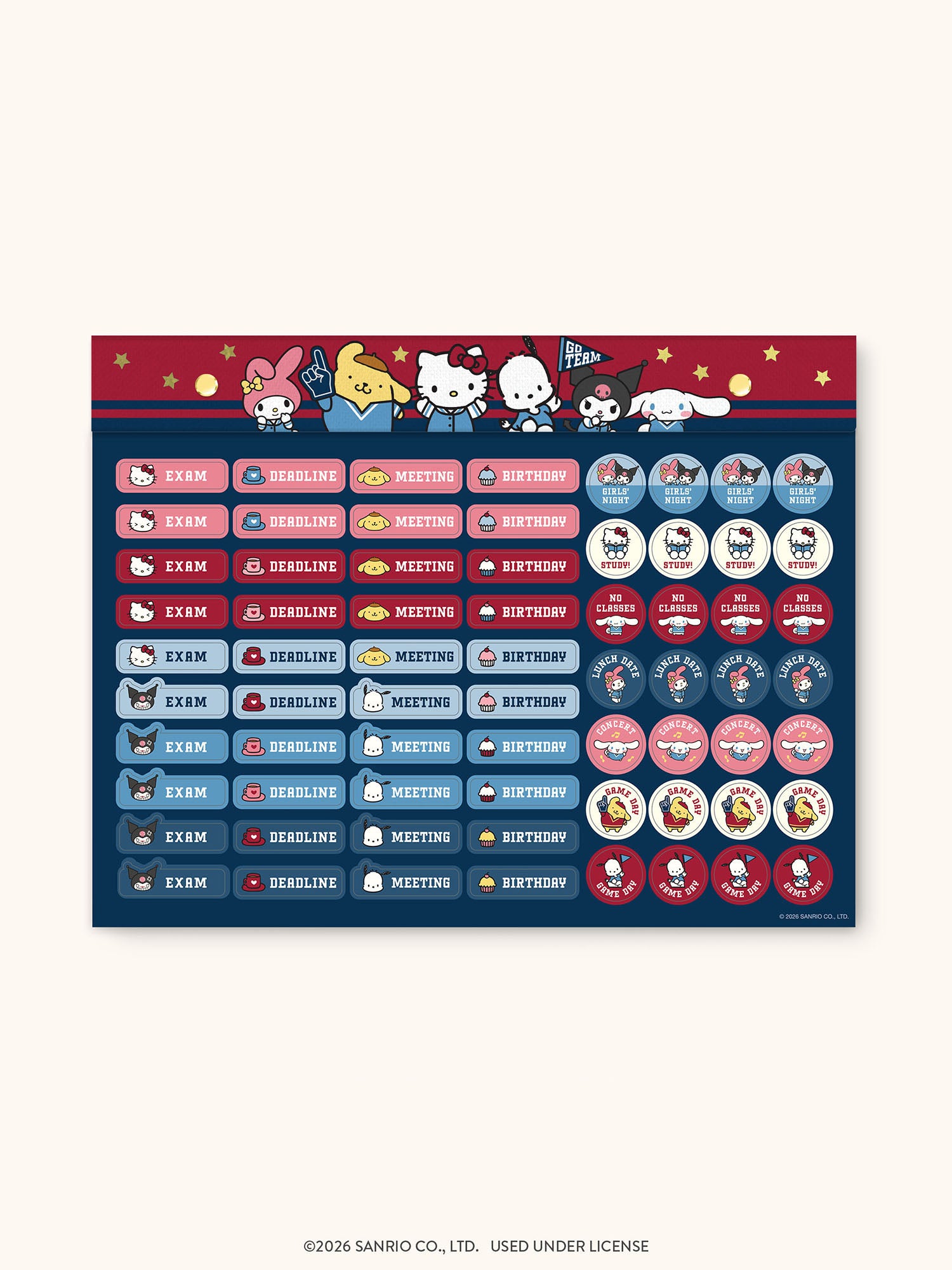 Hello Kitty and Friends Varsity Weekly Desk Pad with Grommets &amp; Stickers