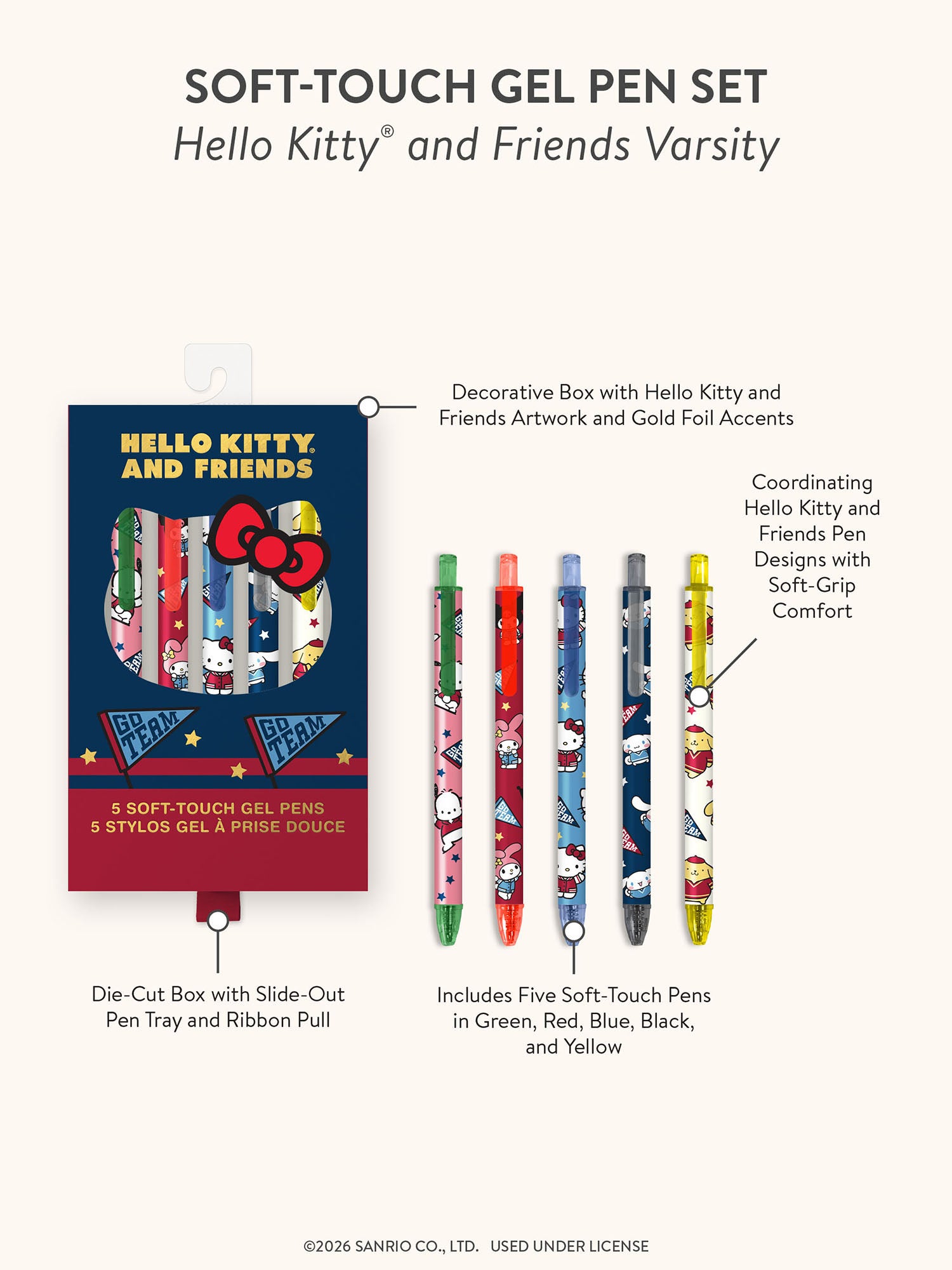 Hello Kitty and Friends Varsity Soft-Touch Gel Pen Set