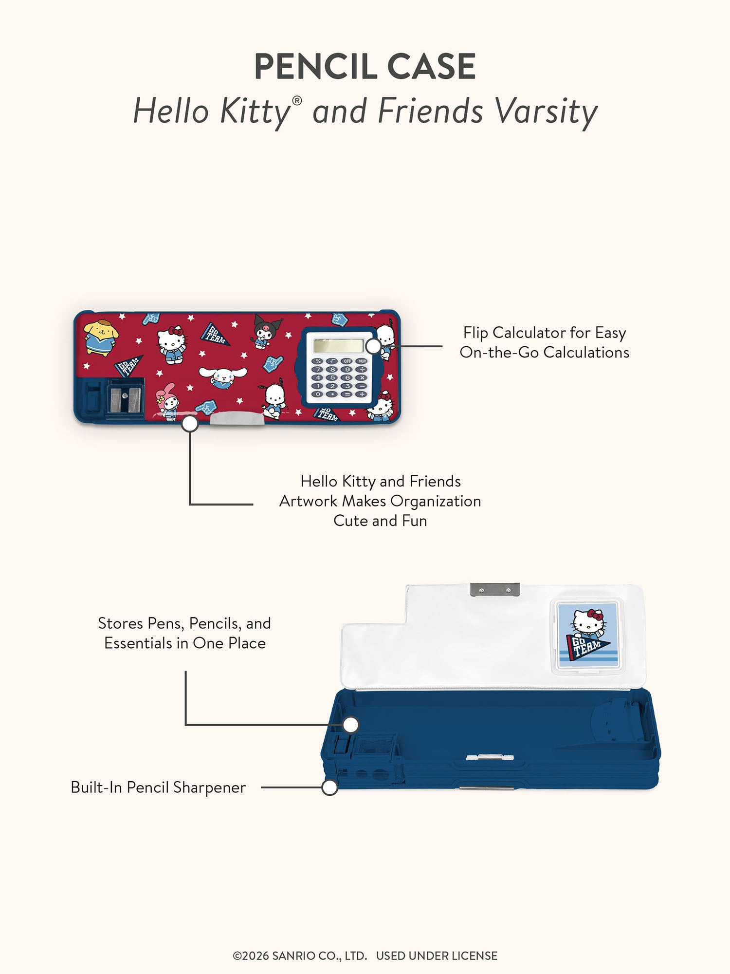 Hello Kitty and Friends Varsity Pencil Case