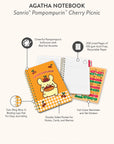 Sanrio Pompompurin Cherry Picnic Agatha Notebook with Pocket & Stickers