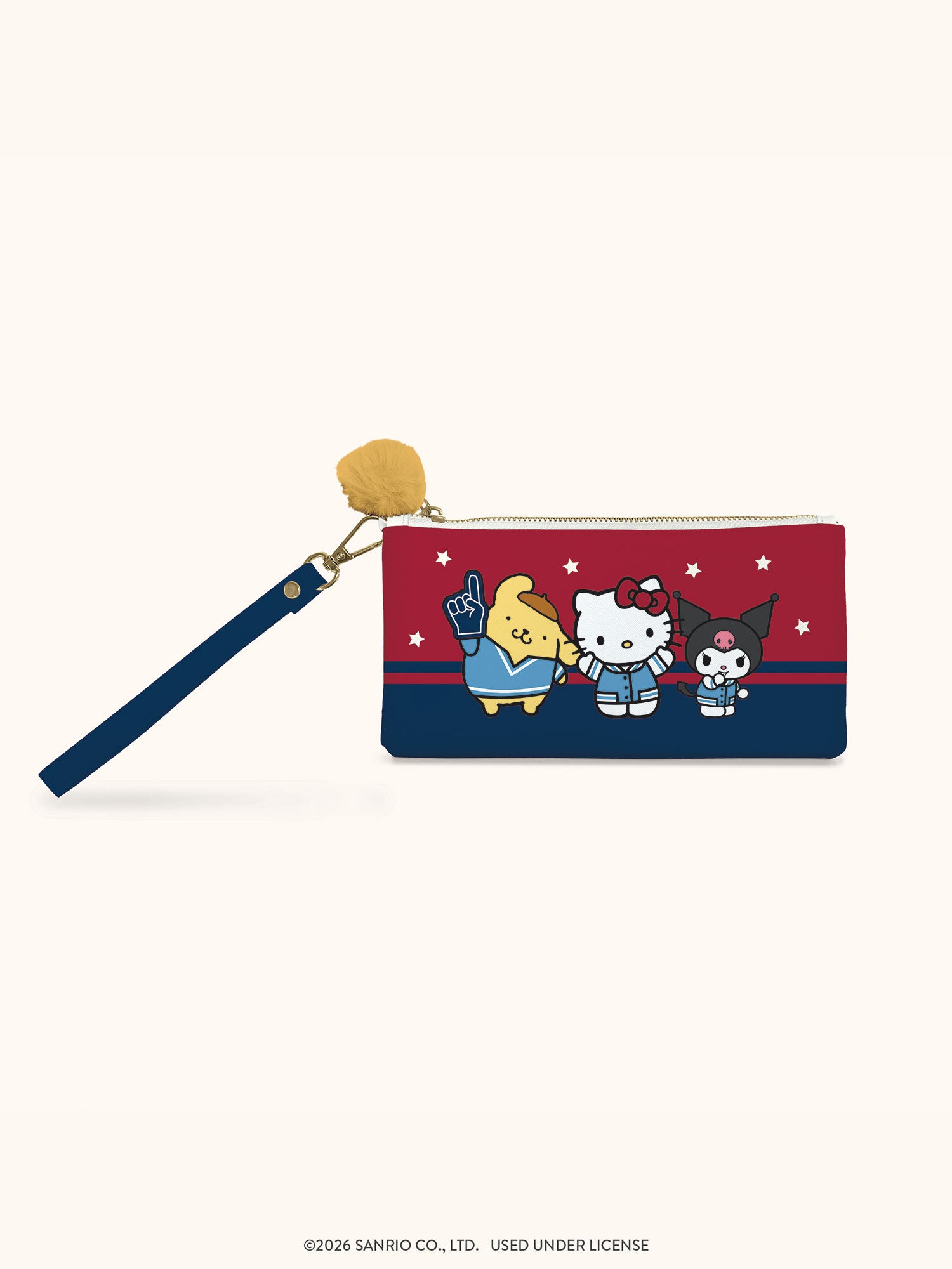 Hello Kitty and Friends Varsity Pencil Pouch with Wrist Strap &amp; Decorative Pull
