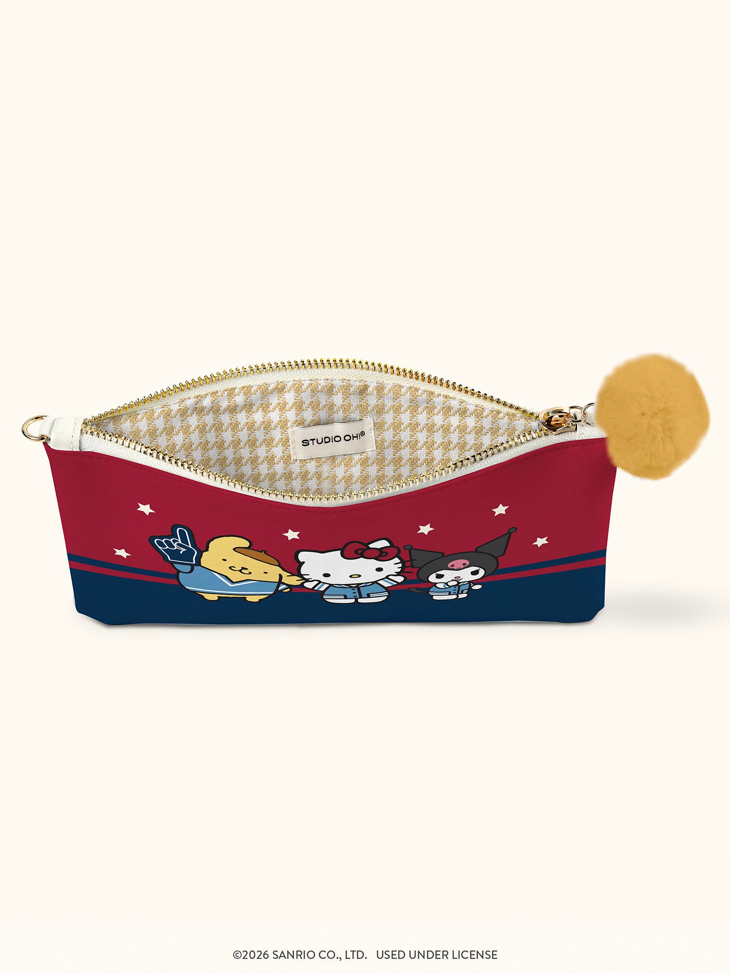 Hello Kitty and Friends Varsity Pencil Pouch with Wrist Strap &amp; Decorative Pull