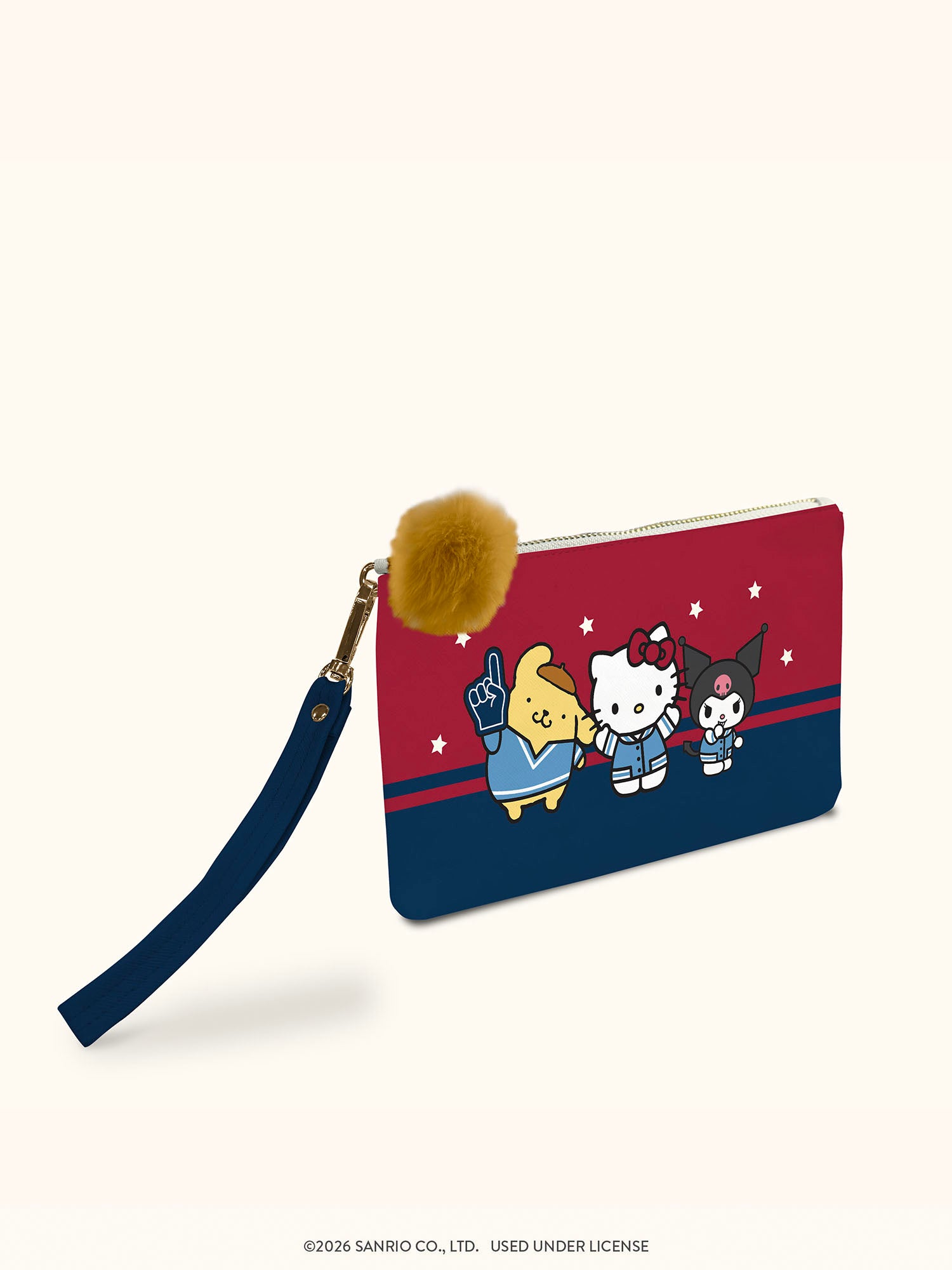Hello Kitty and Friends Varsity Pencil Pouch with Wrist Strap &amp; Decorative Pull