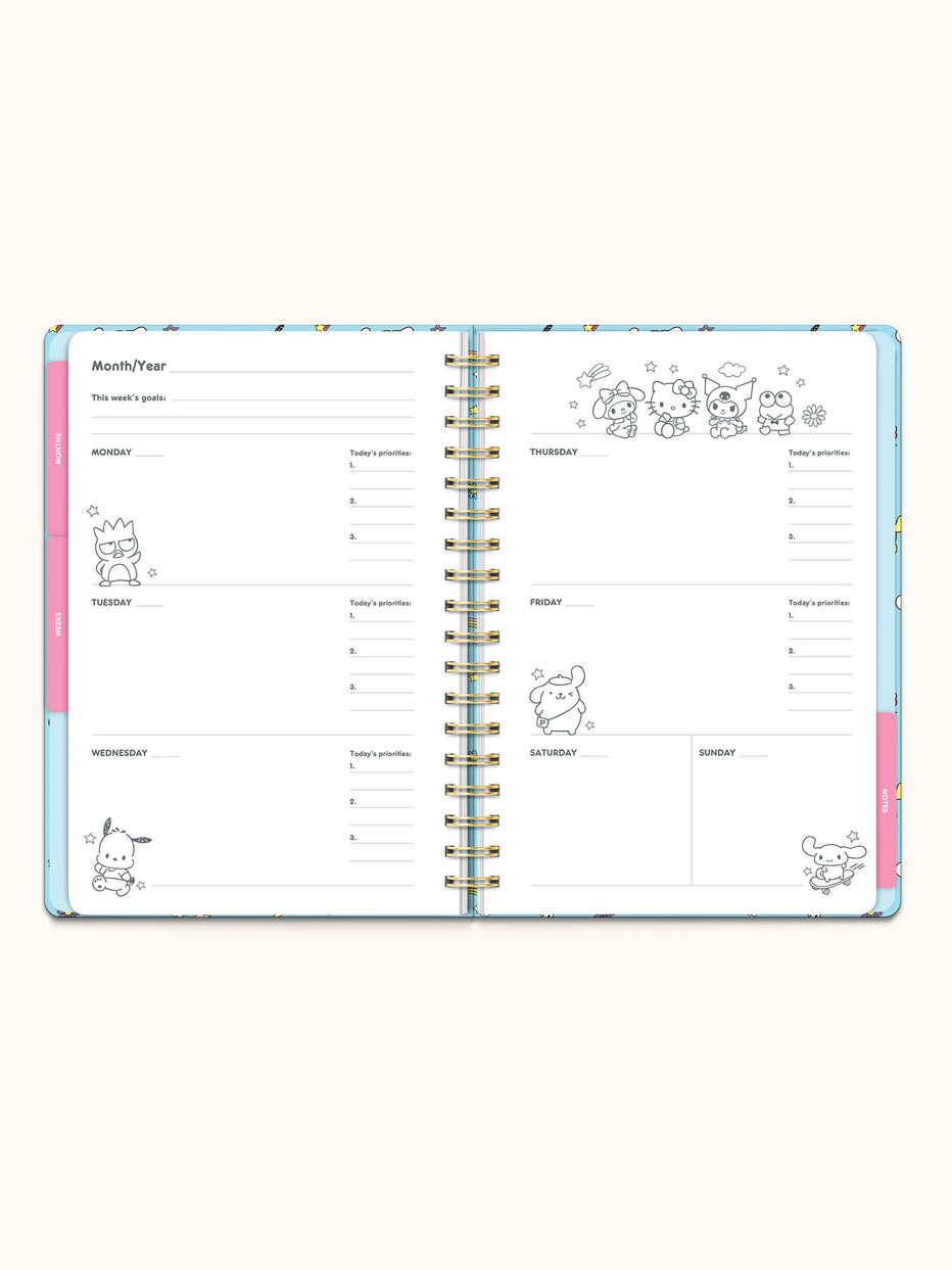 Hello Kitty and Friends College Letters Blue Undated Tri-Tab Planner ...