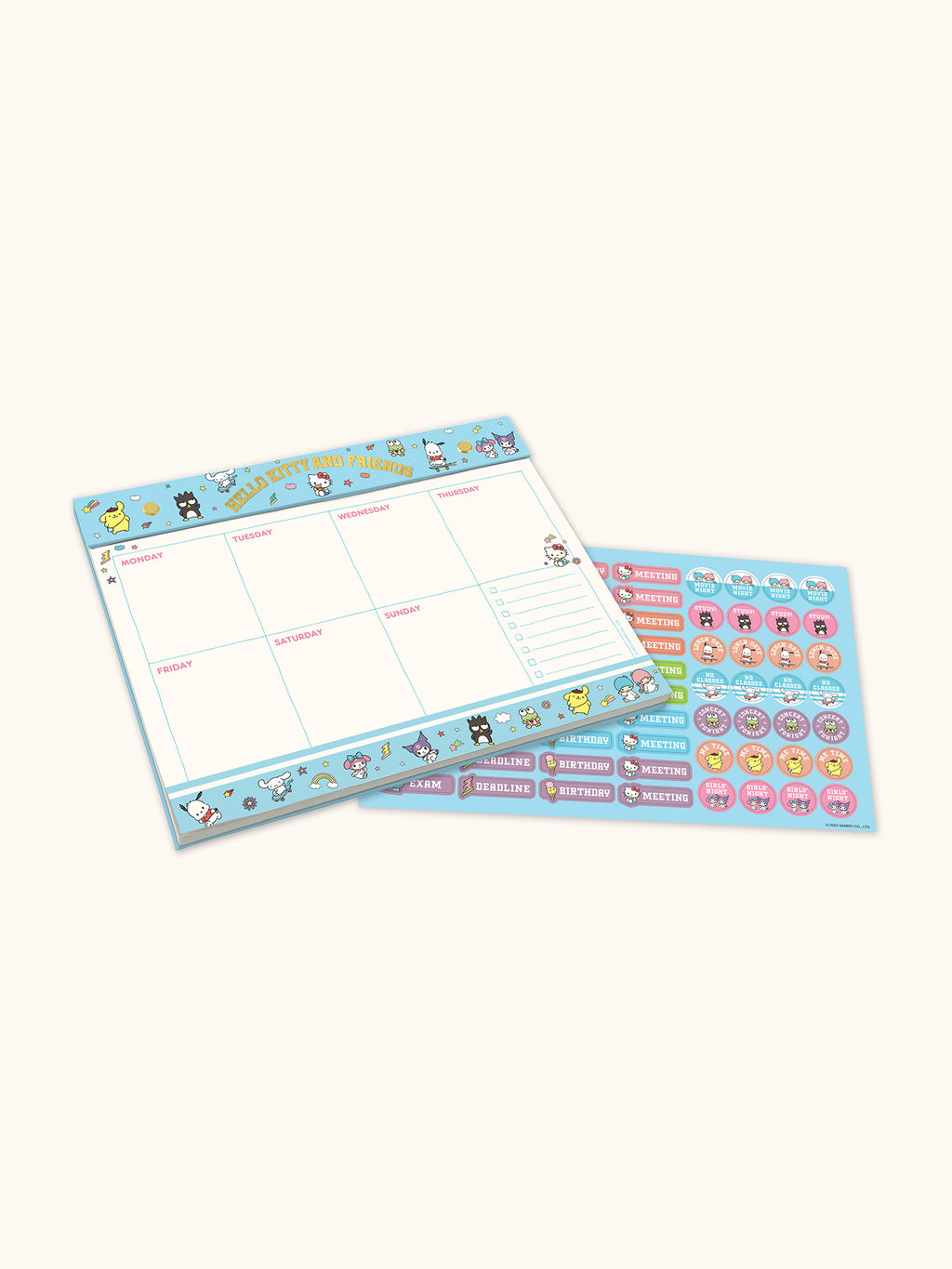 Hello Kitty and Friends College Letters Blue Weekly Desk Pad with Grom ...