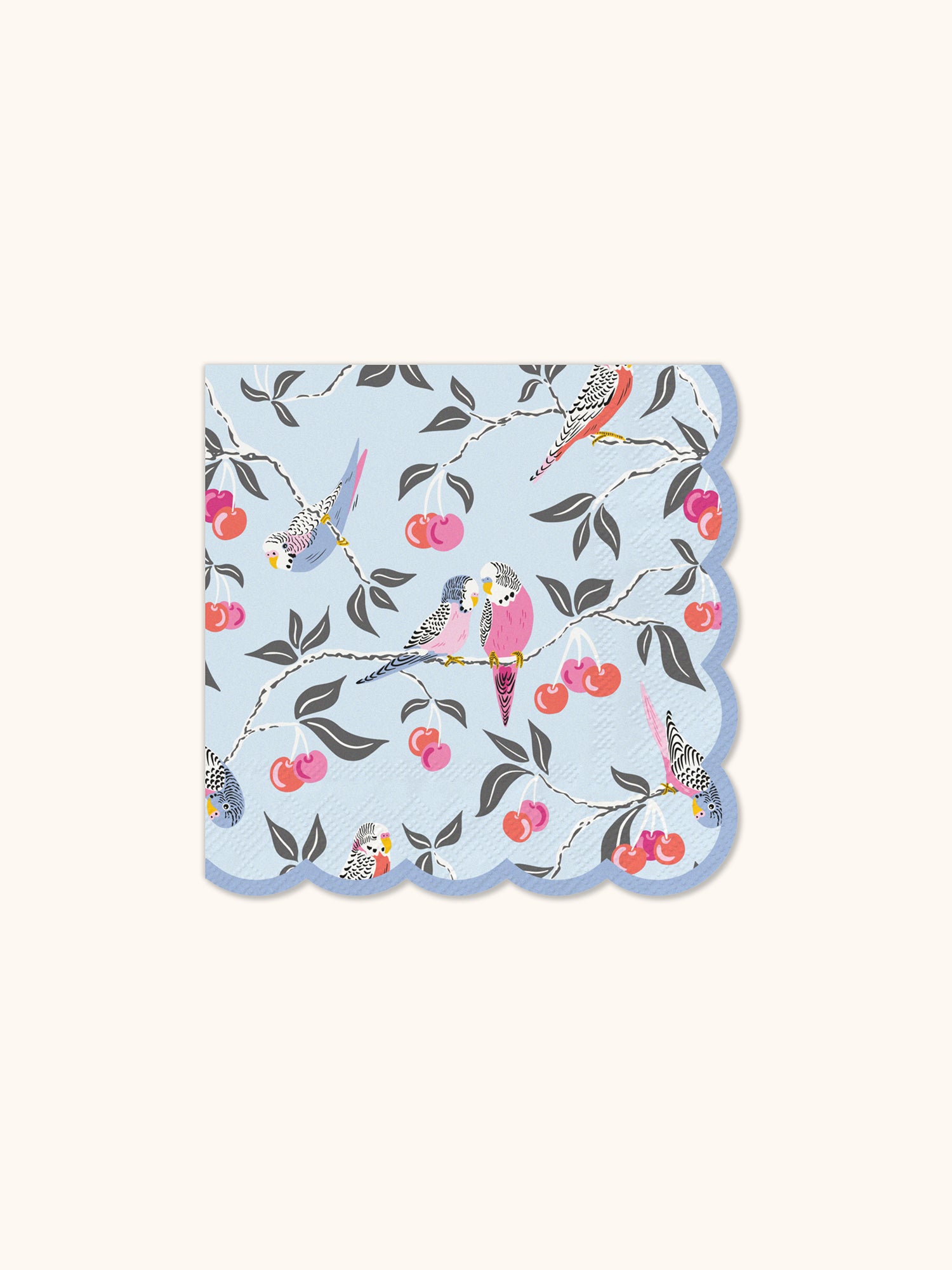 Birds in the Cherry Tree Scalloped Beverage Napkins