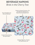 Birds in the Cherry Tree Scalloped Beverage Napkins