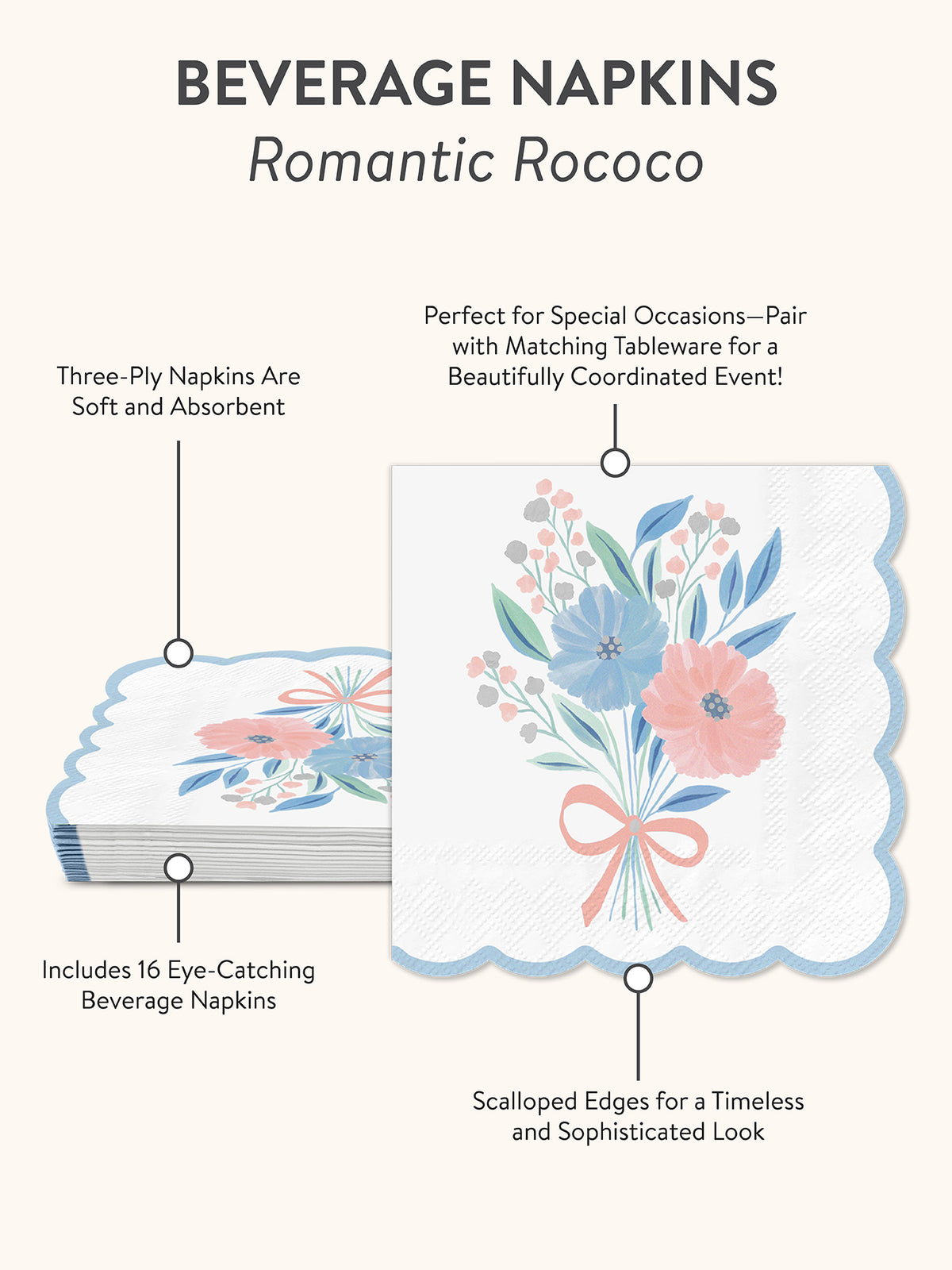 Rococo Ribbon Plate Romantic Rococo Paper Plate & Napkin Bundle – Studio Oh!