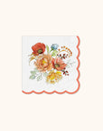 Autumn Bloom Scalloped Beverage Napkin
