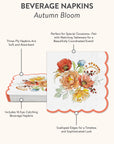 Autumn Bloom Scalloped Beverage Napkin