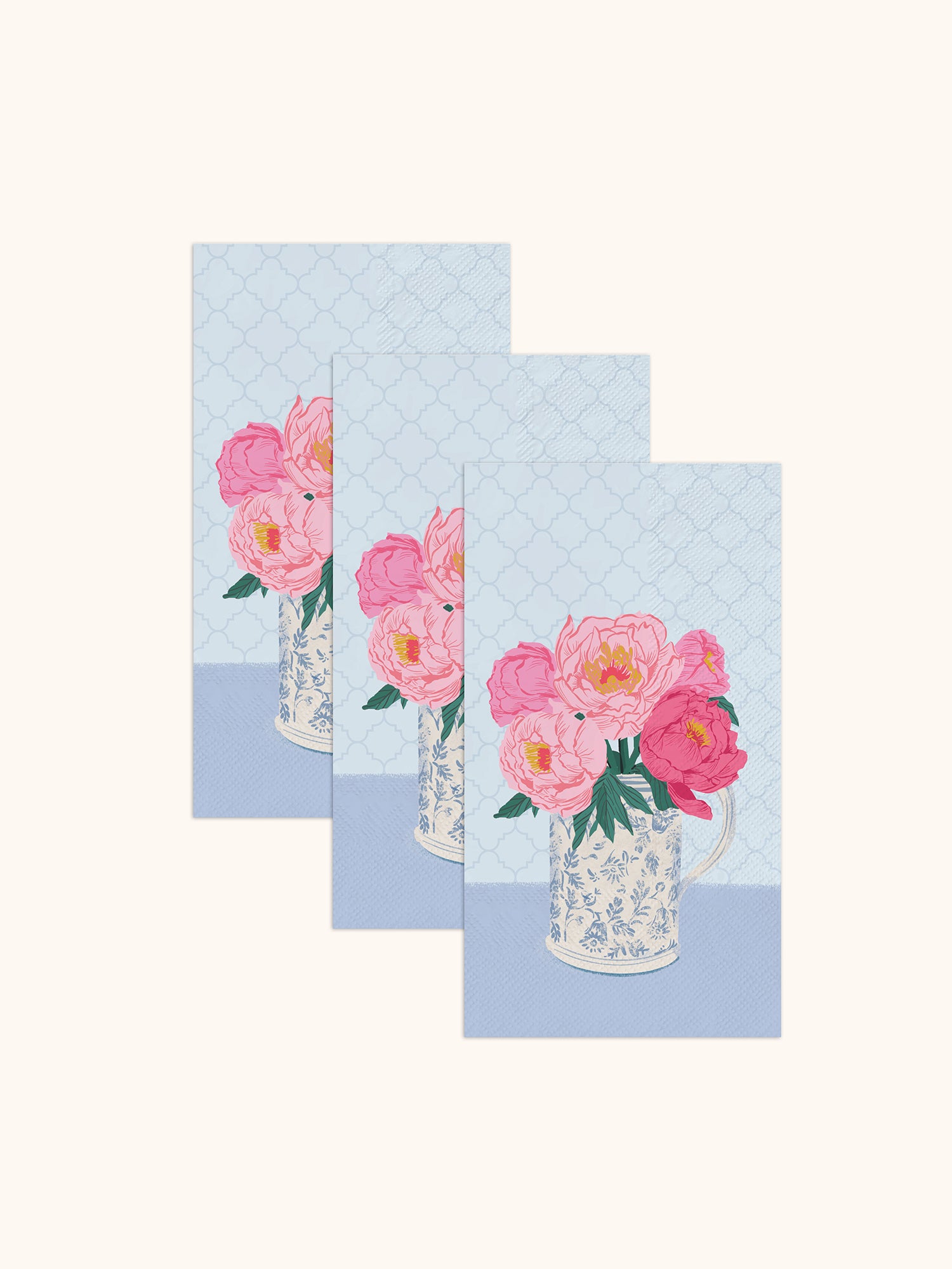 Bouquet on Blue Guest Towel Set - Thumbnail 4