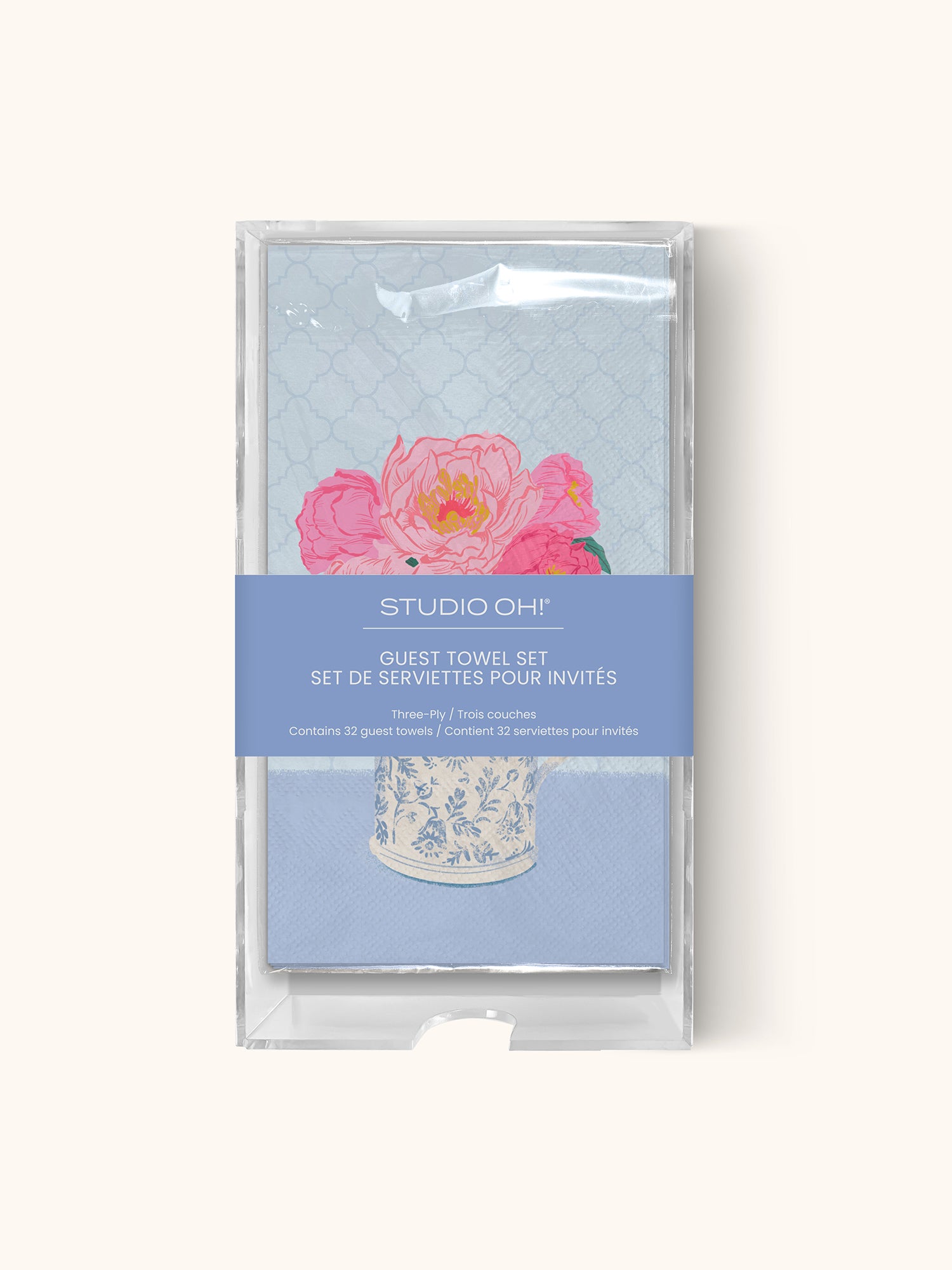 Bouquet on Blue Guest Towel Set - Thumbnail 5
