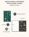 Midnight Garden Medium Spiral Notebook with Enamel Charm