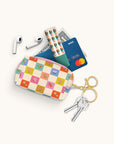 Checkerboard Blooms Key Chain Pouch