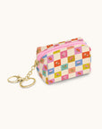 Checkerboard Blooms Key Chain Pouch