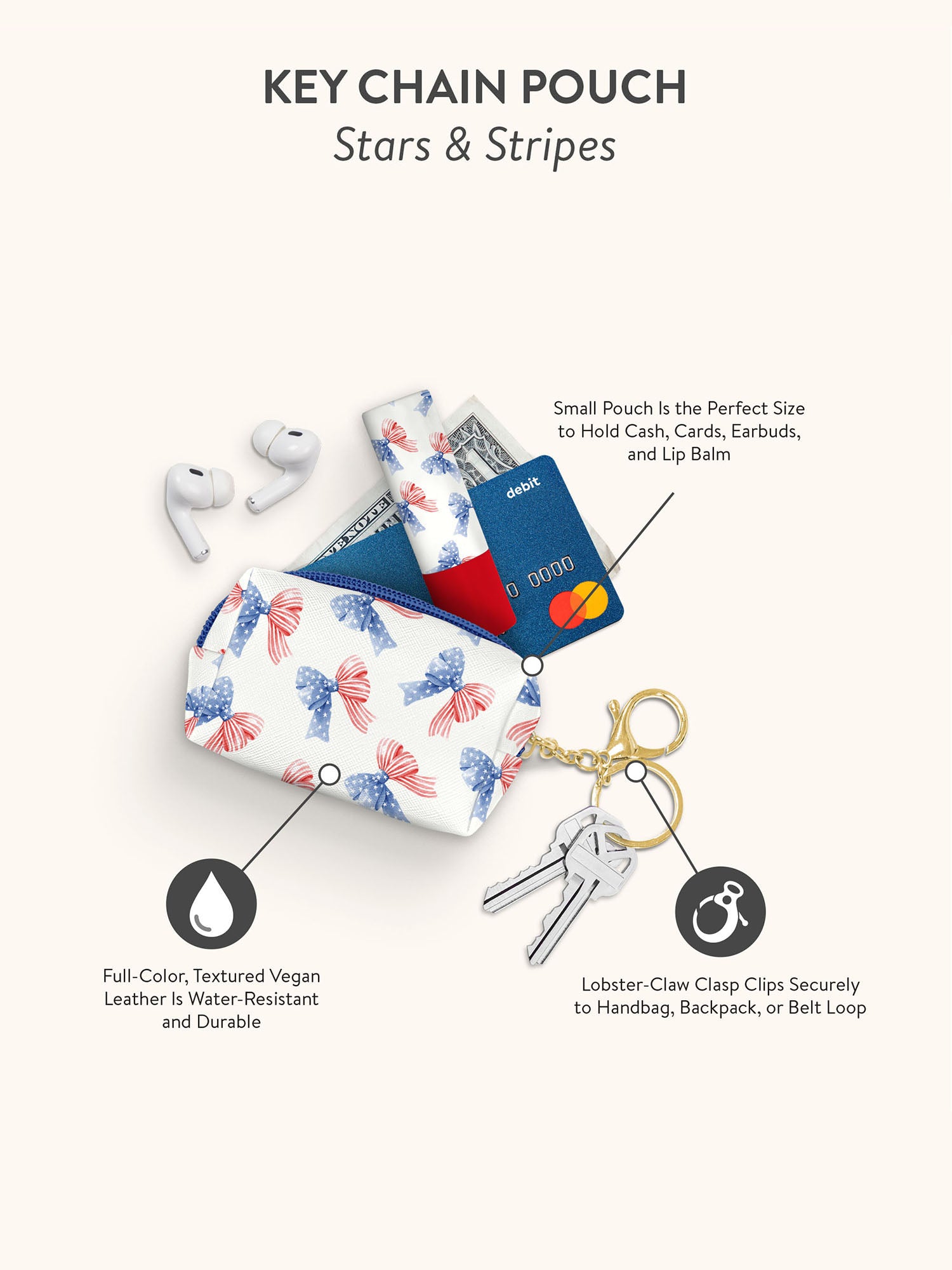 Stars & Stripes Key Chain Pouch – Studio Oh!