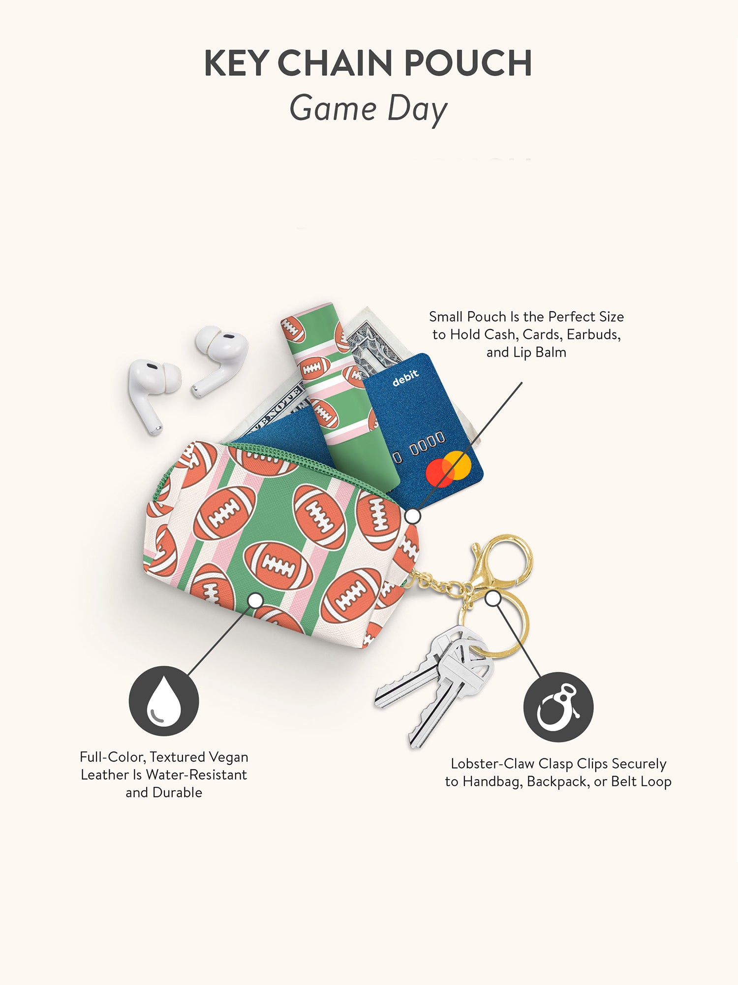 Game Day Key Chain Pouch