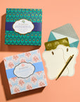 Cascading Plumes Luxury Stationery Set